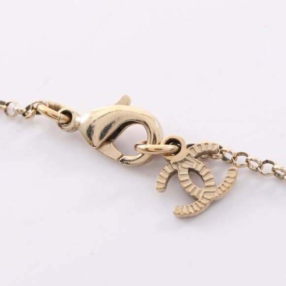 Chanel Necklace CC Logo Gold Pink White - Picture 4 of 7